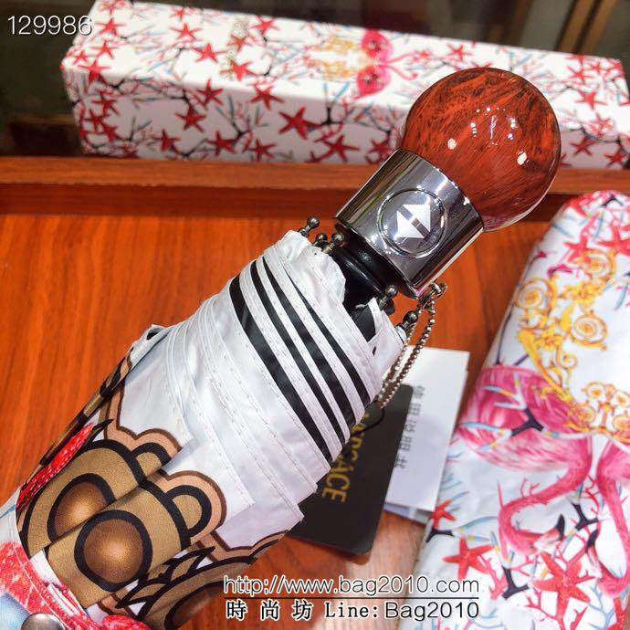 VERSACE範思哲 年度最火爆時尚單品 最新款 南非火烈鳥圖案 自動防雨防紫外線隔熱傘  sll1003